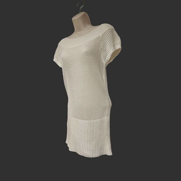 SWEETER Project Eyelet Cap Sleeve Ivory Sweater Size M - Picture 2 of 8